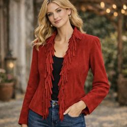 Red Leather Fringe Jacket