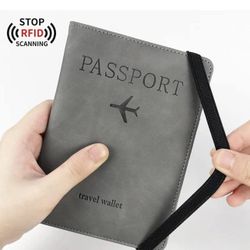 RFID Passport Holder Cover Traveling Passport Case Wallet (Gray)
