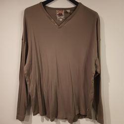 MENS VINTAGE JOE JOSEPH ABBOUD BROWN TAN 1/4 BUTTON UP KNIT SHIRT SIZE XL