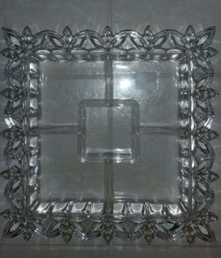 Square medallion crystal appetizer dish, New, never used