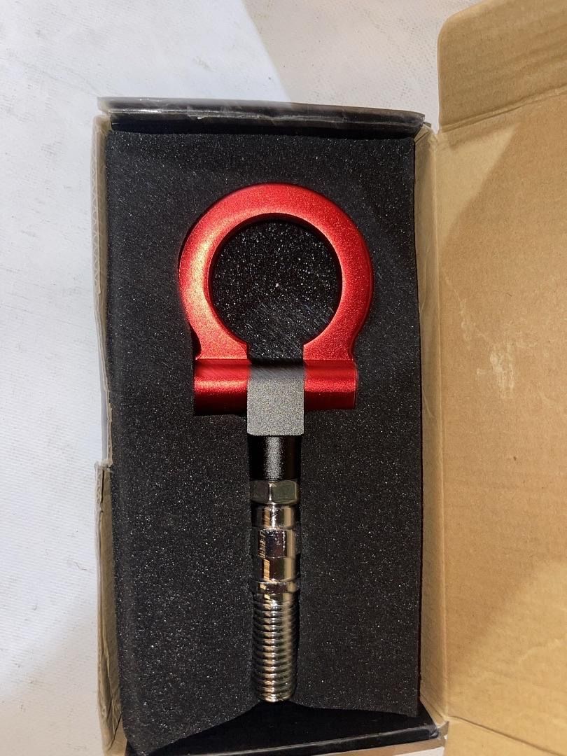 Red Aluminum Front/Rear Japanese Car Trailer Tow Hook Ring Kit - M18 x 2.5