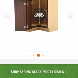 Hampton Bay Shaker 36 in. W x 16.5 in. D x 34.5 in. H Assembled Corner Lazy Susan Base Kitchen Cabinet in Java