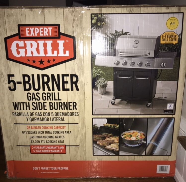 Expert Grill - 5 burner gas grill w/side burner