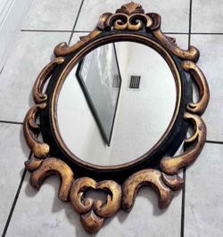 Vintage SOLID WOOD CARVED MIRROR 34”Hx23”L Mirror 19”