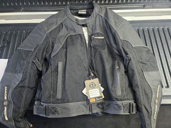 NB Sports black textile and leather-accented motorcycle riding jacket, size  XL