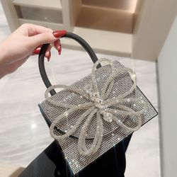Women's Shiny Bow Rhinestone Clutch
