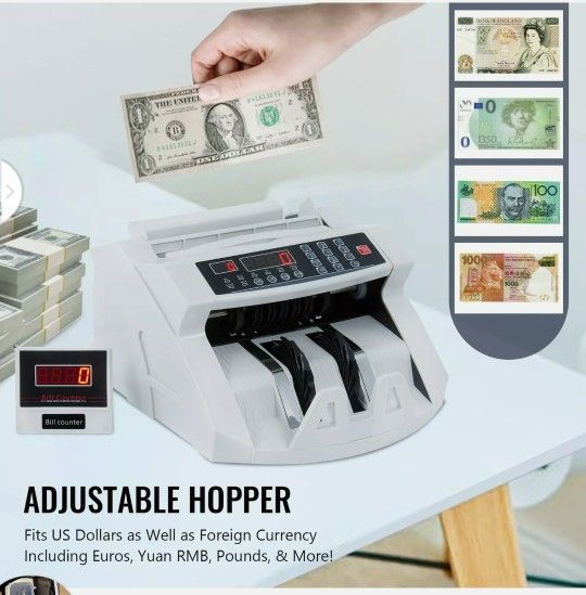 Money Bill Counter Machine Cash Counting Counterfeit Detector UV MG Bank Checker