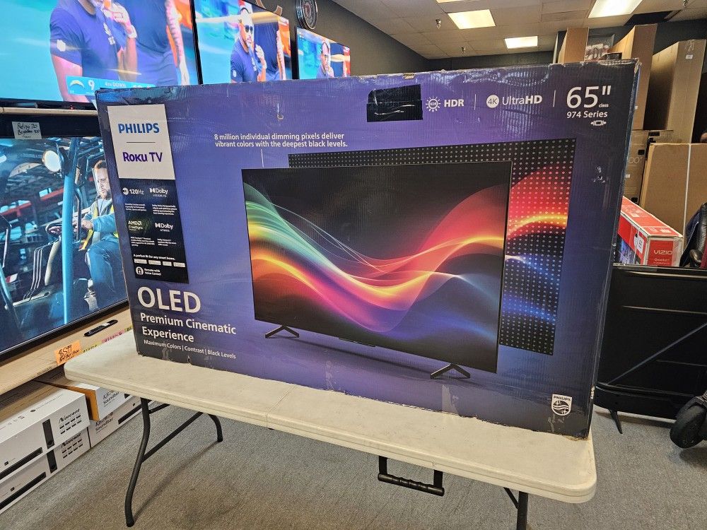 PHILLIPS 65 INCH OLED ROKU TV'S IN STOCK 120HZ HDMI 2.1 VOICE SEARCH W/WARRANTY - PAYMENT PLANS