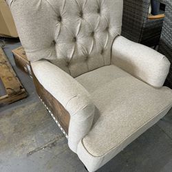 Accent Chair Fabric And Like Leather New Fully Assembled