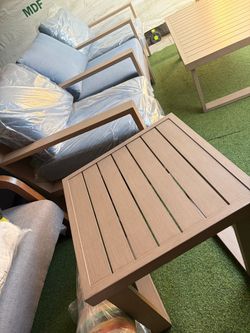 Outdoor Patio Side Table with Slatted Top