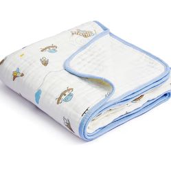 Muslin Baby Blanket Thicker, 30x40 Organic Cotton Newborn Receiving Quilt Hypoallergenic