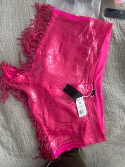 Adidas/Ivy Park Pink Sequin Fringe Mini Shorts Size 2X
