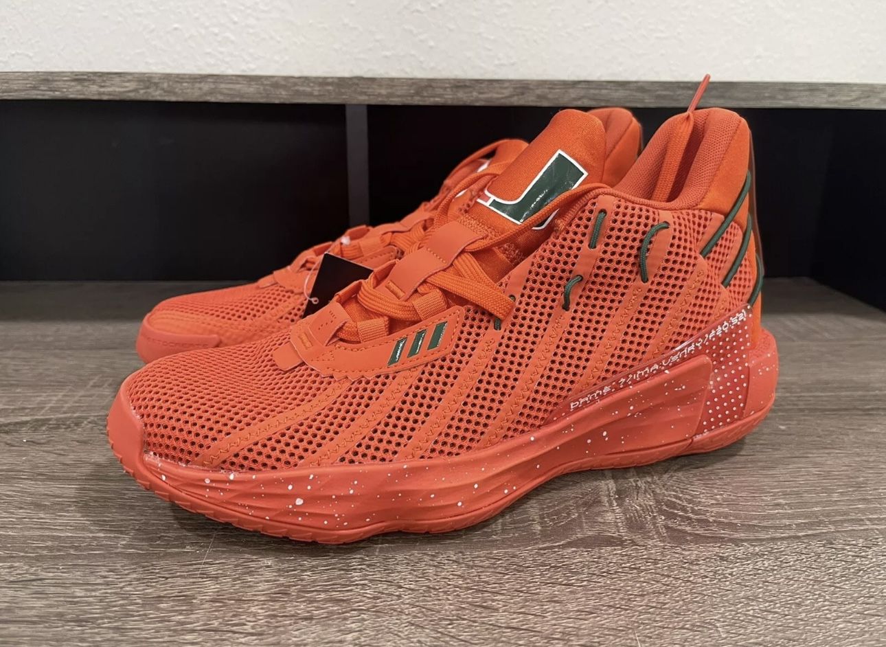 Player issued adidas Dame 7 Miami Hurricanes