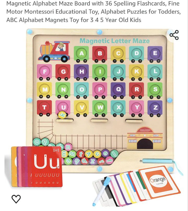 NEW Magnetic Alphabet Maze Board With Flashcards