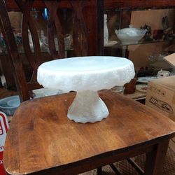 Vintage Milk Glass Cake Stand Grape Theme