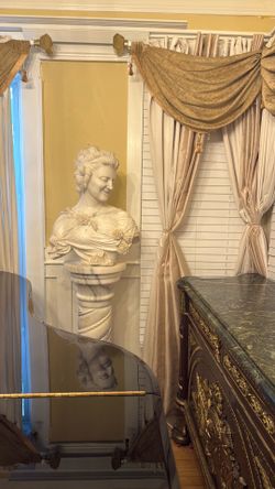 Large marble bust and pedestal