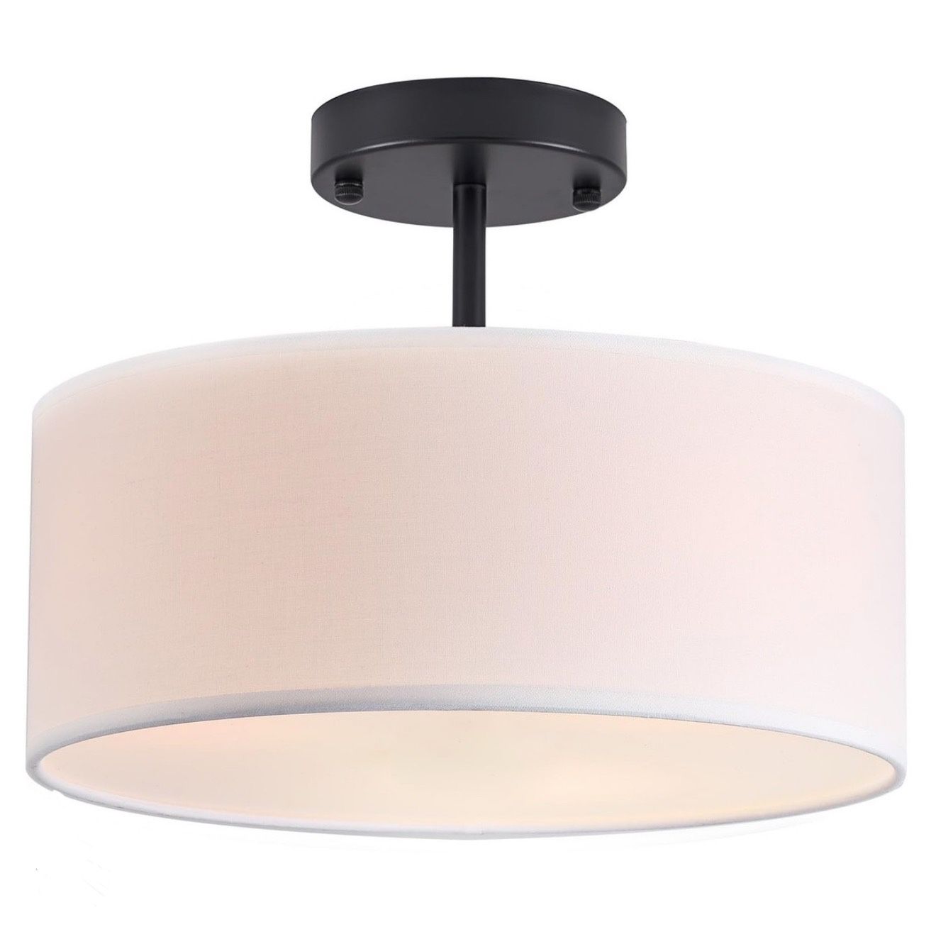3-Lights Semi flush Drum Ceiling Light Fixture 12.6 Inches