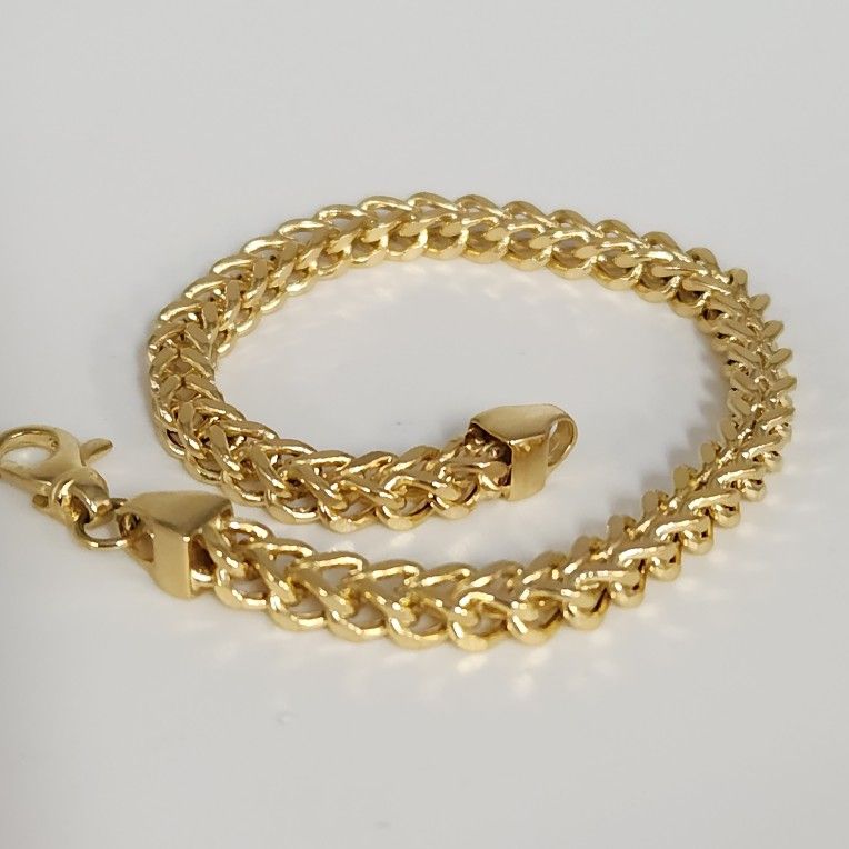 10k Yellow Gold Wheat Chain Bracelet 7.2"