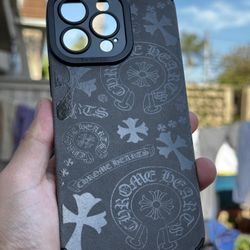 Leather Phone Case | Grey Crosses iPhone 15 Pro Max 