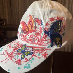 Embroidered Cap with Floral Design NEW