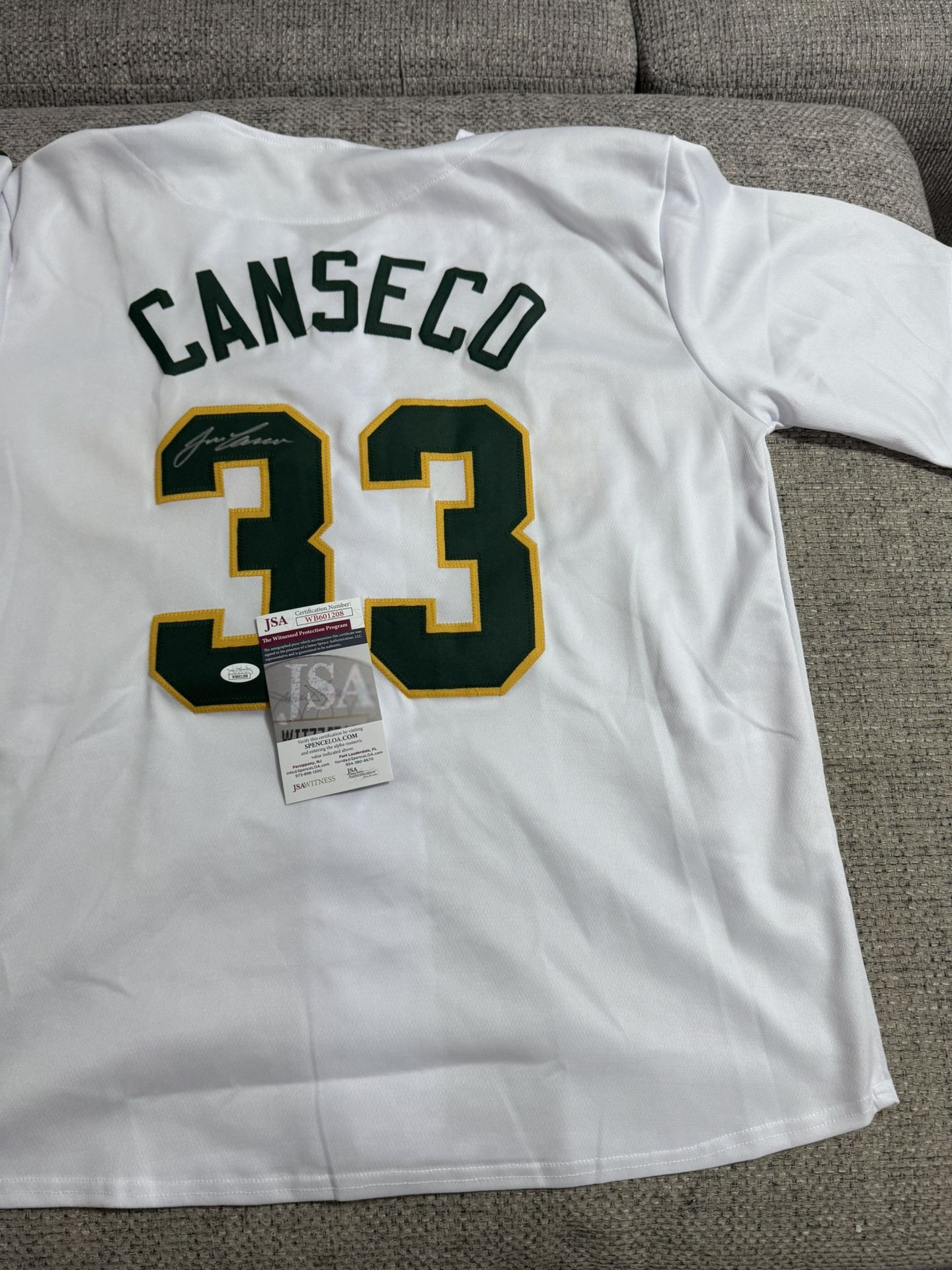 Jose Canseco Signed Autograph Custom Jersey - JSA COA - Oakland A’s