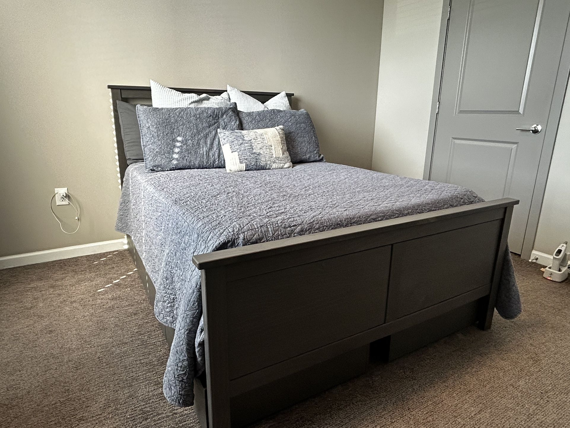 HEMNES Full Bed Frame, 3-Drawer Dresser & Sleepy’s Firm Mattress