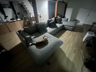 Gray Fabric Sectional Sofa with Chaise