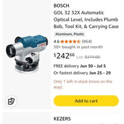 BOSCH 
GOL 32 32X Automatic Optical Level, Includes Plumb Bob