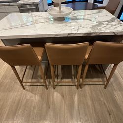 3 restoration hardware NICOLA TRACK VEGAN LEATHER BAR & COUNTER STOOL