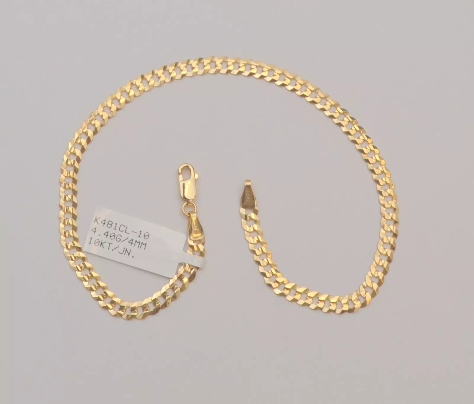 Gold chain 10k solid yellow cuban curb link chain anklet bracelet 10 inch 4.3 mm