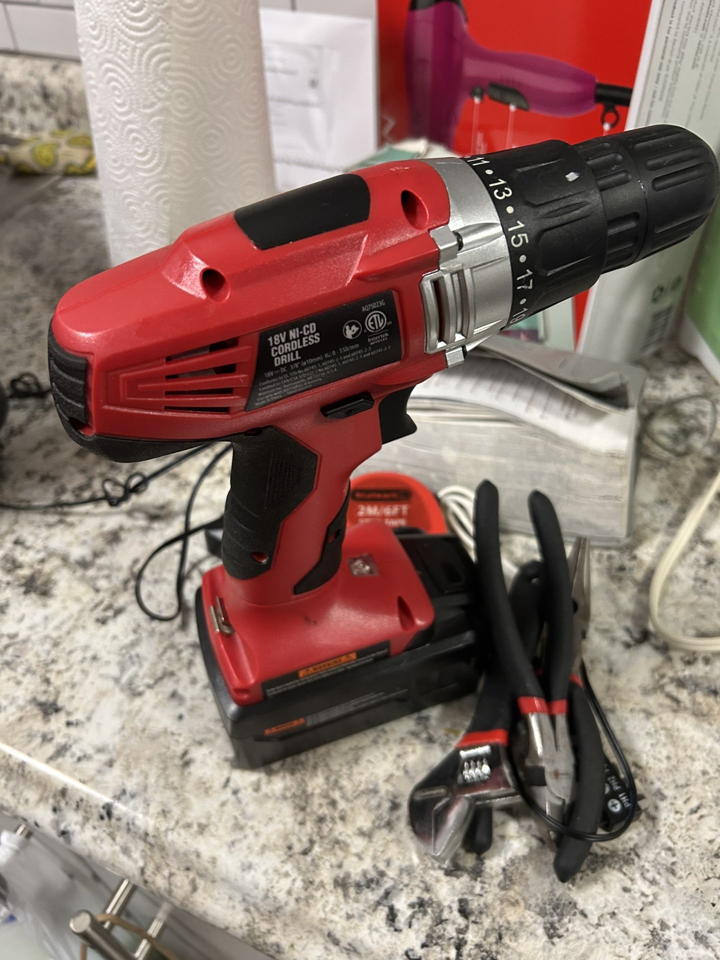 Power Drill with Power Plug Charger 
