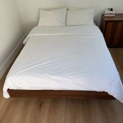 Complete Guest Bed Set (Full Size): Article Frame Walnut Bed + Hybrid Mattress