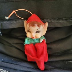 Vintage 1950's Jestia Doll Knee Hugging 3.5" Elf Pixie Ornament Made in Japan
