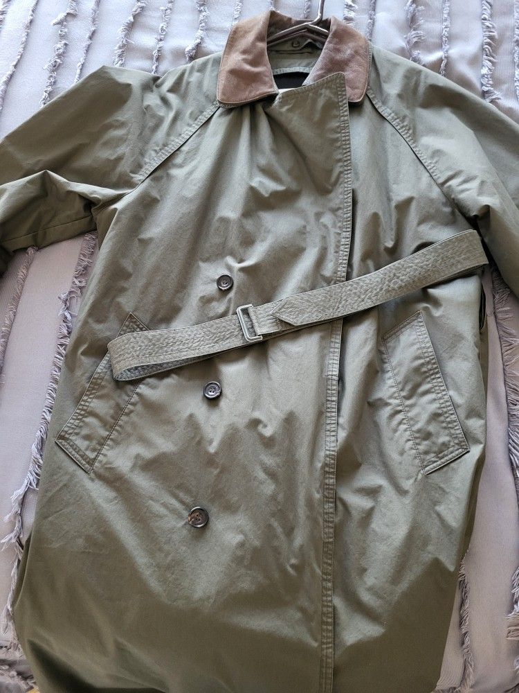 London Fog Raincoat With Removable Leather Collar
