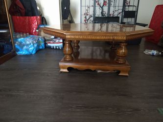 Wooden Coffee Table with Carved Detail