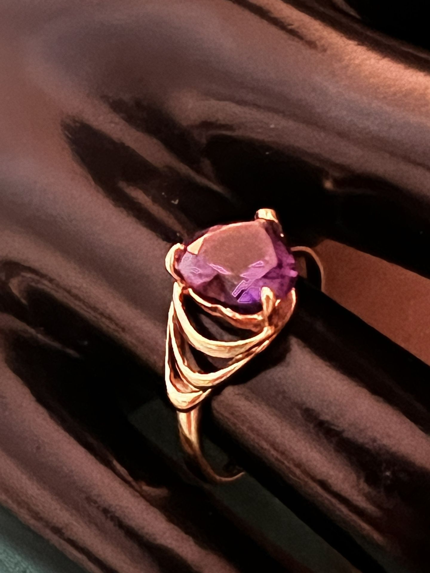 💜  14K Gold Amethyst Heart Ring