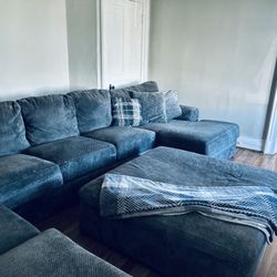 Large Blue With Grey hues Sectional 