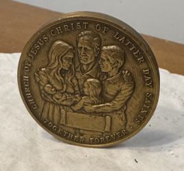 Vintage Washington Temple Paperweight Church Latter Day Saints Bronze Coin/Medal