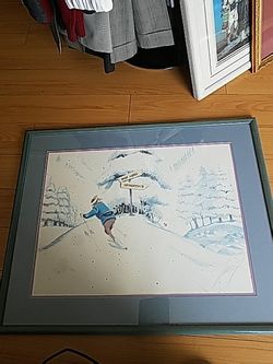 JEFF LEEBY BASE LODGE ORTHOPAEDIC ART WORK VINTAGE PROFESSIONAL FRAMED