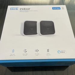 New! 3rd Gen. Blink Indoor Security Camera x2 + Sync Module 2 & AA Lithium Metal Battery Alexa Amazon Smart Home