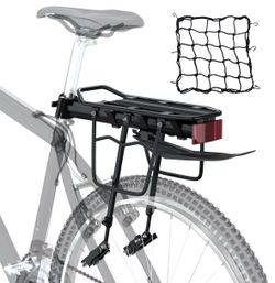 (808080-21) Bike Cargo Rack w/Fender & Bungee Cargo Net & Reflective Logo,Quick Release Mountain Road Bicycle Rear Racks,Universal Adjustable Bike Lug