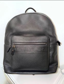 MK black leather bookbag