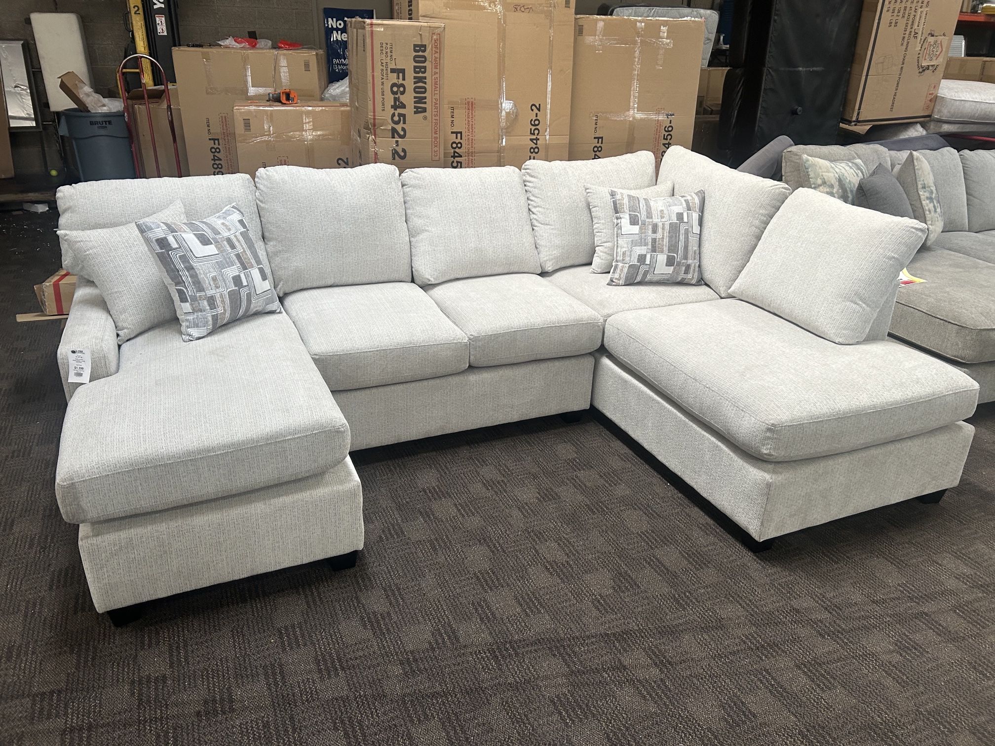 Deep Comfy Double Chaise Sectional Couch