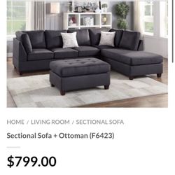 Gray Sectional Sofa With Ottoman