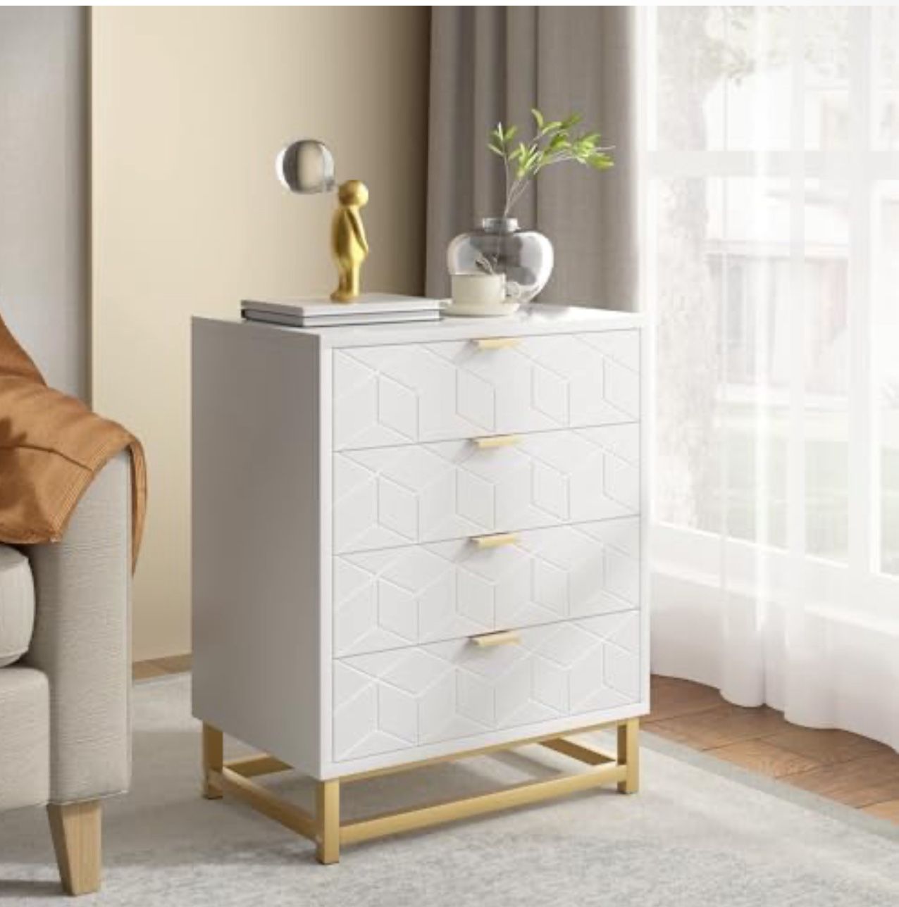 Four drawer Dresser With Gold Handles