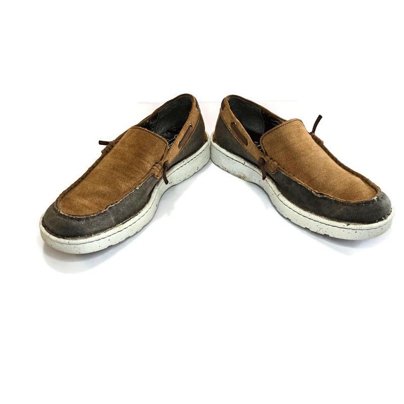 Justin Boots Sz 7M Boat Shoe “Ash Camel” JM320 Leather And Fabric Justin Slip On