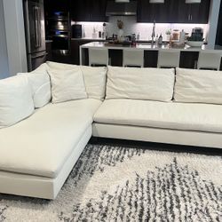 West Elm Harmony 112” Left Bench Two Piece Bumper Sectional 