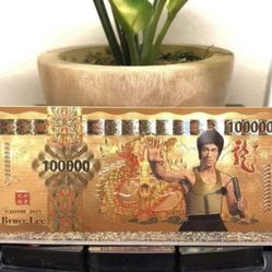 Bruce Lee 24k Gold Foil Plated Banknote