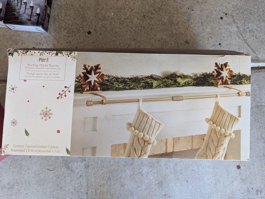 Pier 1 Imports Stocking Holder With Rod + 2 Individual Stocking Holders