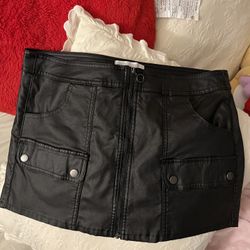 No Boundaries Black Faux Leather Mini Skirt